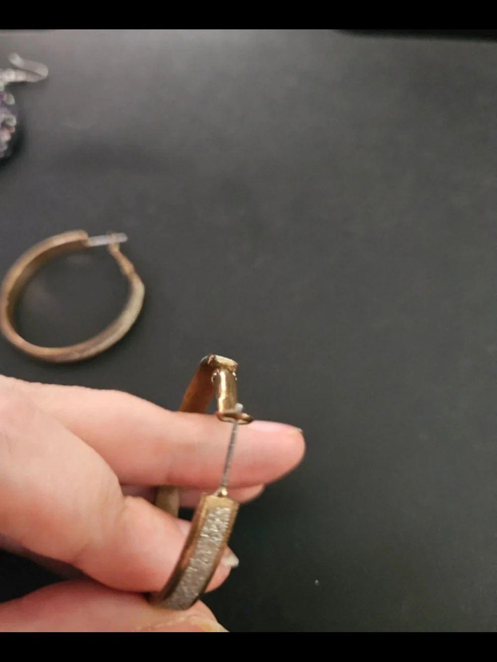 Rose gold glitter hoop earrings